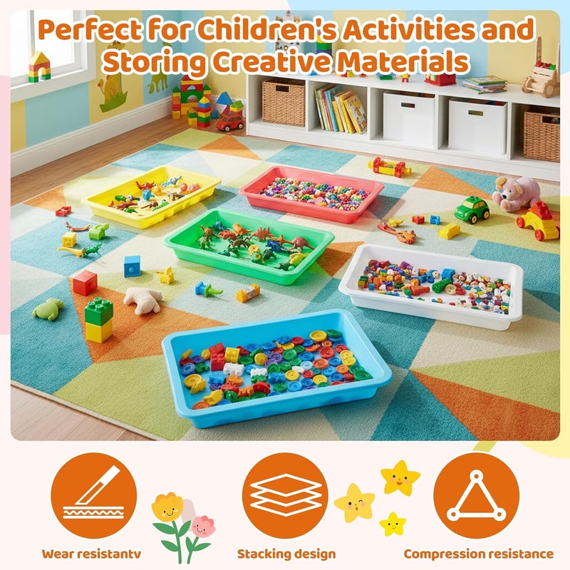 AojSup 20 Pcs Plastic Art Sand Trays Multicolor Stackable Activity Sensory Tray Paint Mixing Crafts Organizer Serving Accessories for DIY Bead Painting Project, 9.65 x 7.28 x 0.91 Inch - Image 4